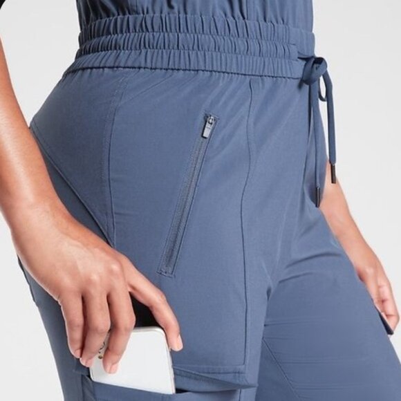 Athleta Unbound Women Blue Jumpsuit NWT Sleeveless Tie Waist Size XS Gorpcore - Picture 2 of 10
